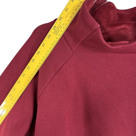 Athleta Cozy Karma Asymmetrical Zip Fleece Lined Sweatshirt Dress 1X Burgundy - Picture 13 of 16